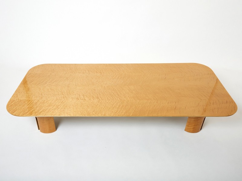 Extra Large maple brass coffee table Giovanni Offredi Saporiti 1980s gallery