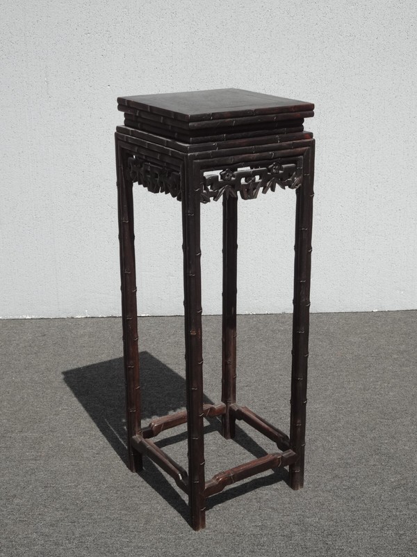 Vintage Oriental Asian Solid Carved Wood Plant Stand Side Table gallery