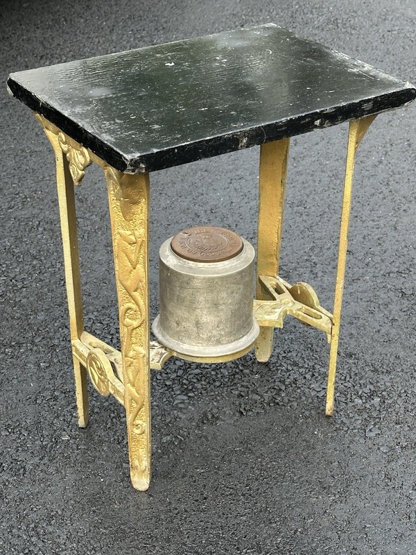 ANTIQUE ART DECO INDUSTRIAL CAST IRON BRONZE MONKEY SIDE TABLE TOBACCO STAND gallery