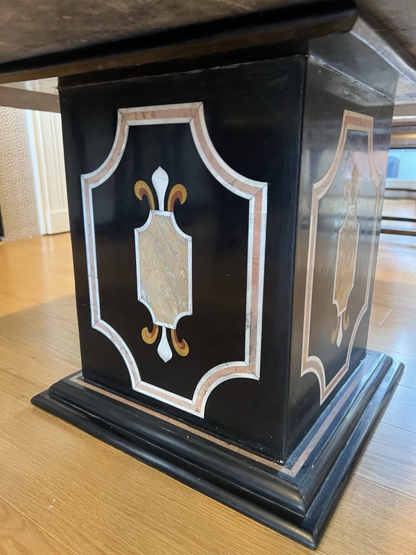 Italian Marble Pietra Dura Center Table – Intricately Inlaid Stone Top gallery