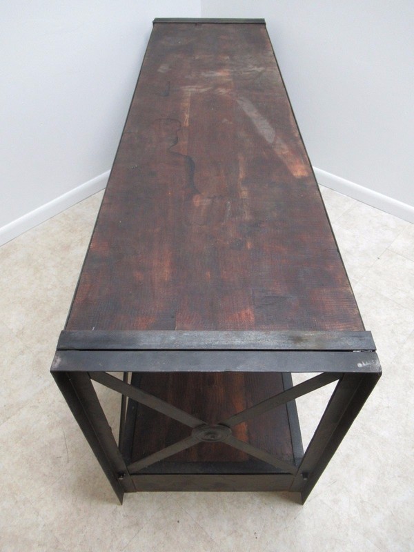 Industrial Steel Reclaimed Wood Console Shelf Sideboard TV Stand gallery