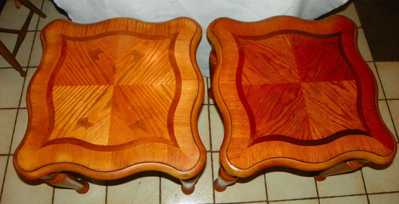 Mahogany Oak Book Match Veneer Side Table / 1 Table (ET31) gallery