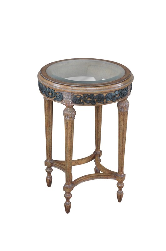 Maitland Smith French Louis XVI Walnut Glass Gueridon Pedestal Table Plant Stand