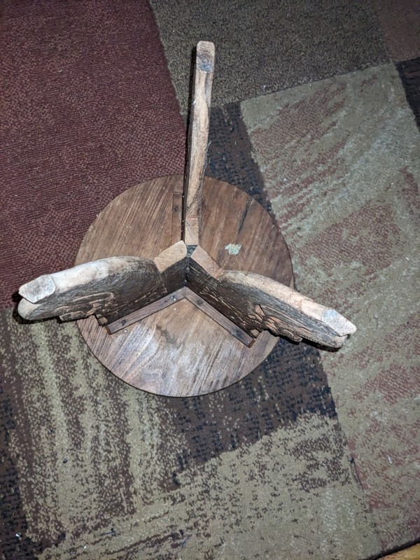 VTG Hand Carved Sheesham Wood Inlay Plant Stand 12" x 12" India Folding gallery