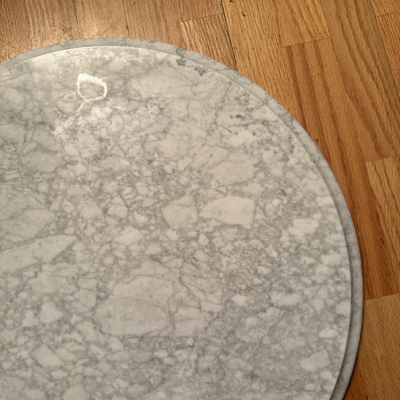 Vintage Solid Replacement 24” Marble Table Top (Italy) White & Gray Veining gallery