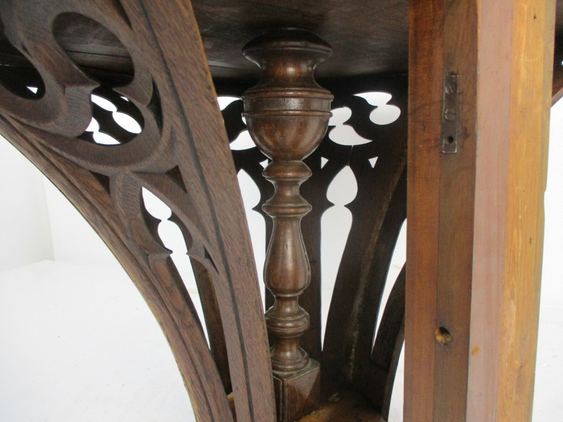 Antique Large Gothic Hand Carved French Oak Wall Hall Console table Stunning gallery