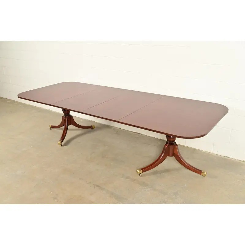 Baker Furniture Style Georgian Mahogany Extension Dining Table, Newly Refinished