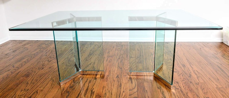 IRVIN ROSEN’S Sculptural-Cut Glass Mid-Century Modern Dining Table; Pace Co.