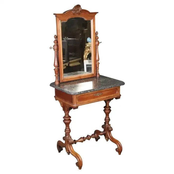 Antique Carved Victorian Marble Top Wash Stand
