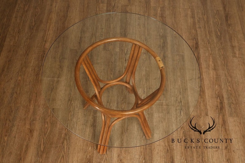 Boho Chic Round Glass Top Rattan Bistro Table gallery