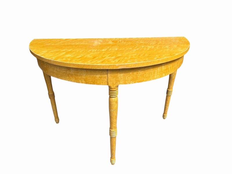 Pair Rustic Demilune Tables Grain Painted gallery