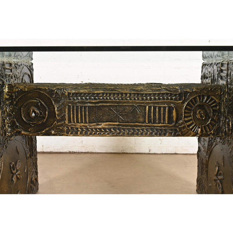 Adrian Pearsall Mid-Century Modern Brutalist Glass Top Dining Table, 1960s gallery