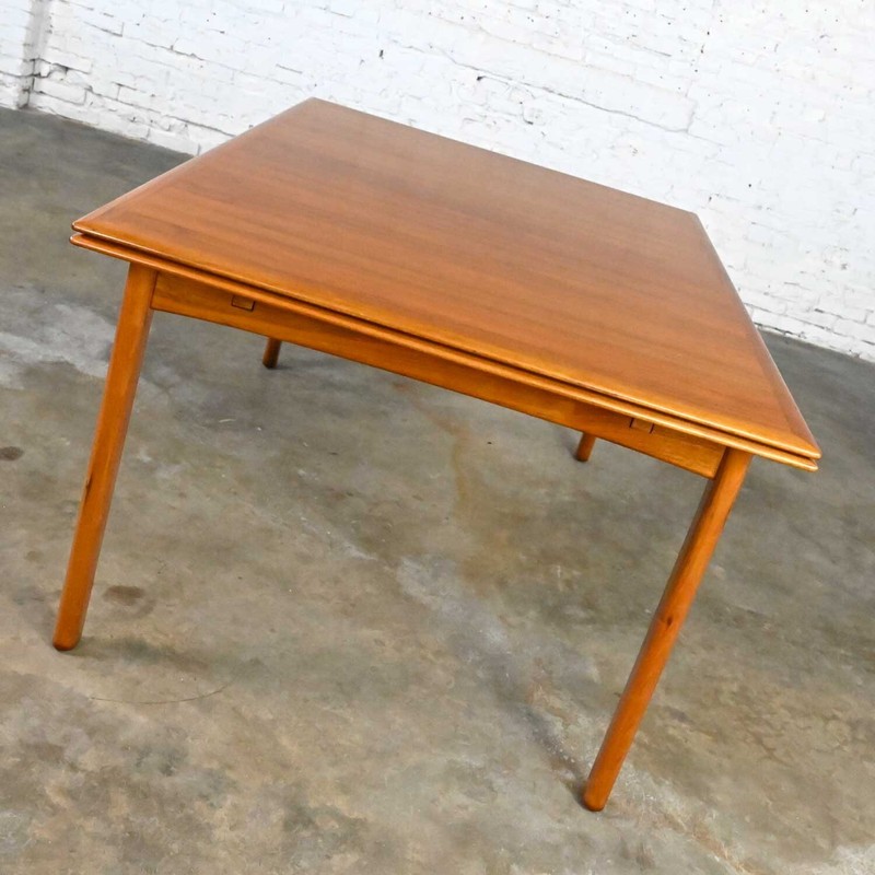 Dux Scandinavian Modern Teak Draw Leaf Extending Dining Table by Folke Ohlsson gallery