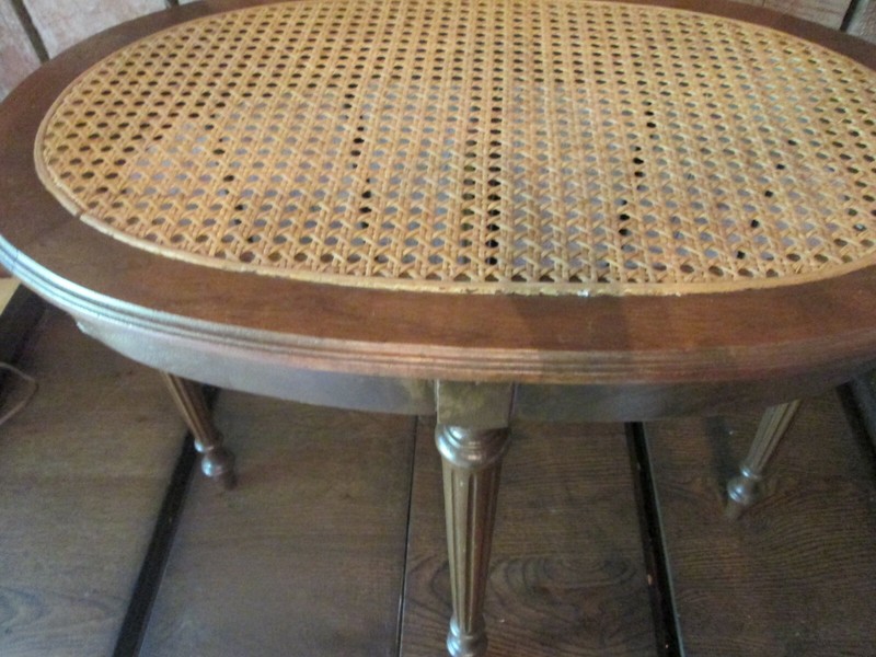Vintage wood Mahogany Cane Topped Side Table gallery