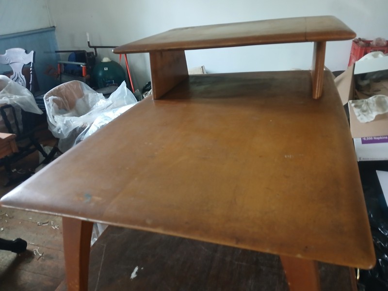 TWO HEYWOOD WAKEFIELD MID CENTURY MODERN STEP END TABLES-CHAMPAGNE BIRCH MAPLE gallery