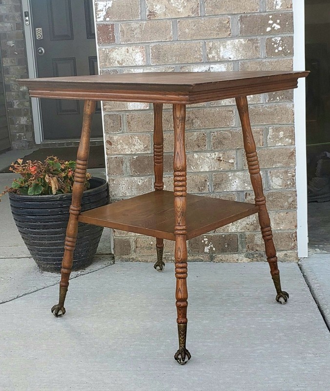 Antique Rolling Parlor Table w/ Talon Glass Feet 1900's Original Condition gallery