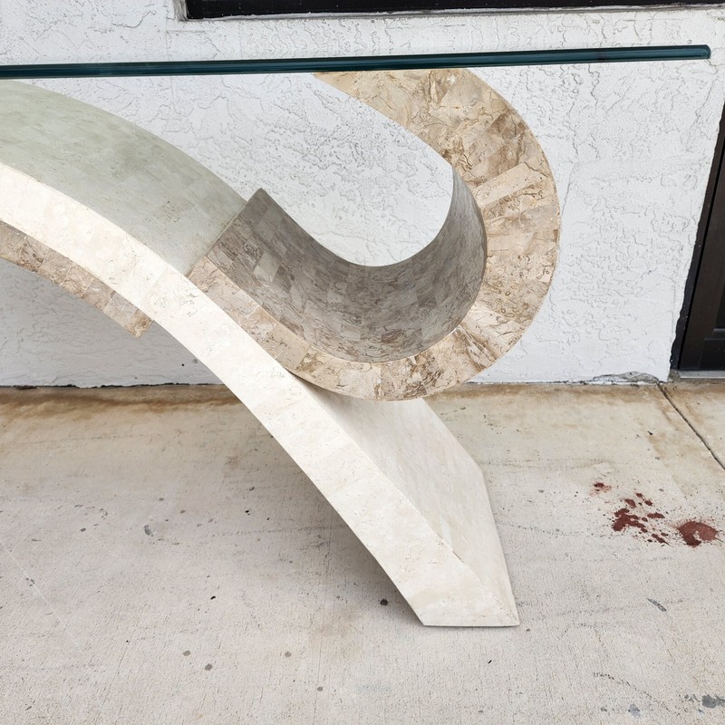Maitland Smith Sculptural Console Table & Mirror Tessellated Stone Post Modern gallery