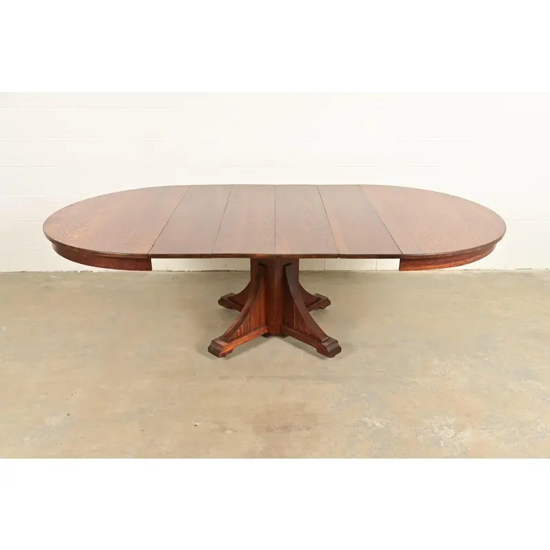 Stickley Brothers Mission Oak Arts & Crafts Extension Dining Table, Circa 1910 gallery