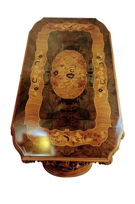 Vintage Italian Baroque Coffee Table hand carved and decorative Inlay gallery