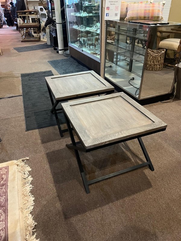 Vintage Wood & Iron Side Tables gallery