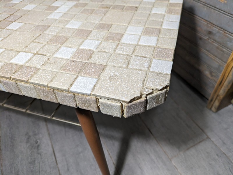 Vintage Mid Century Modern Atomic Tile Mosaic Top Coffee Table gallery