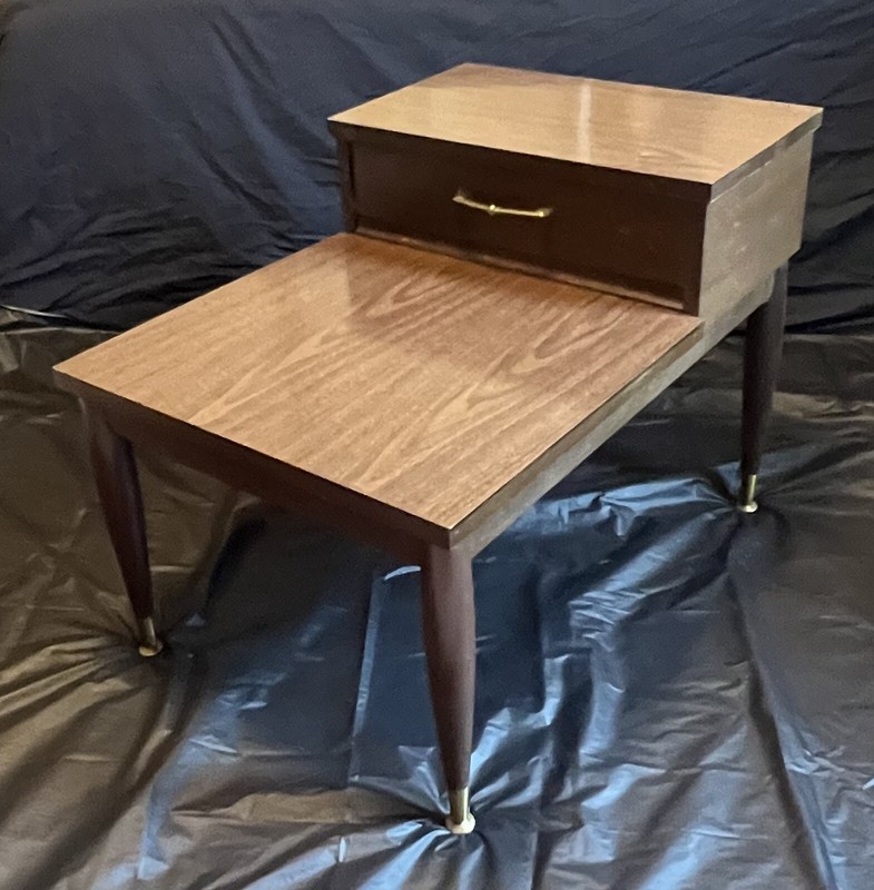 Mersman Mid Century Modern 2 Tier End Or Side Tables Tapered Legs, Brass Feet! gallery