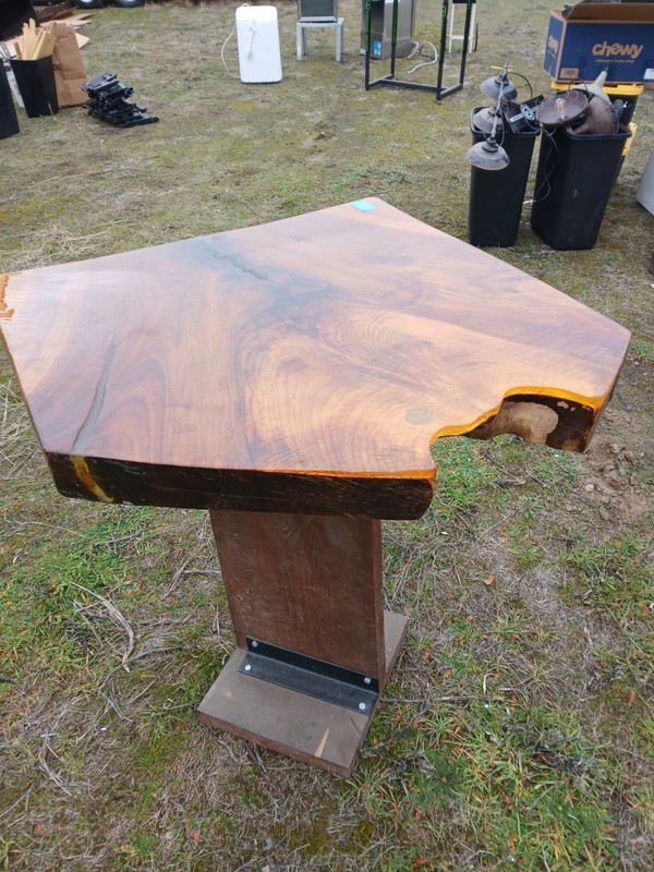 Black Walnut Slab Table – Thick Live Edge – Pedestal Base