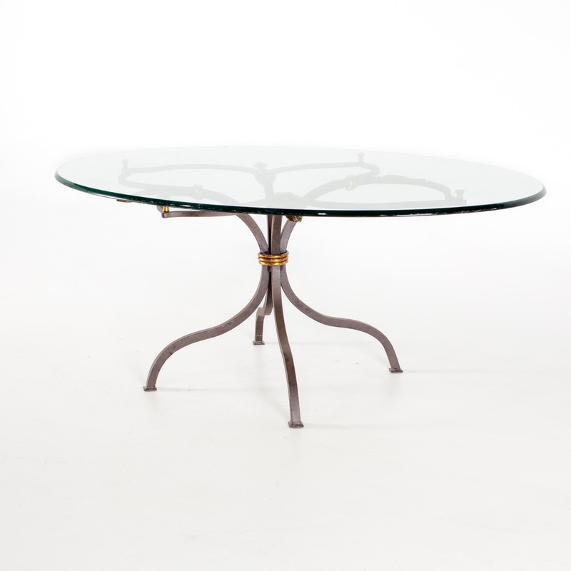 Baker Style Clover Iron and Glass Coffee Table gallery