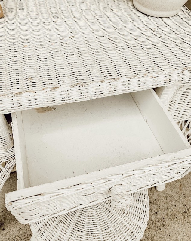 Vintage Wicker Vanity And Stool Set gallery