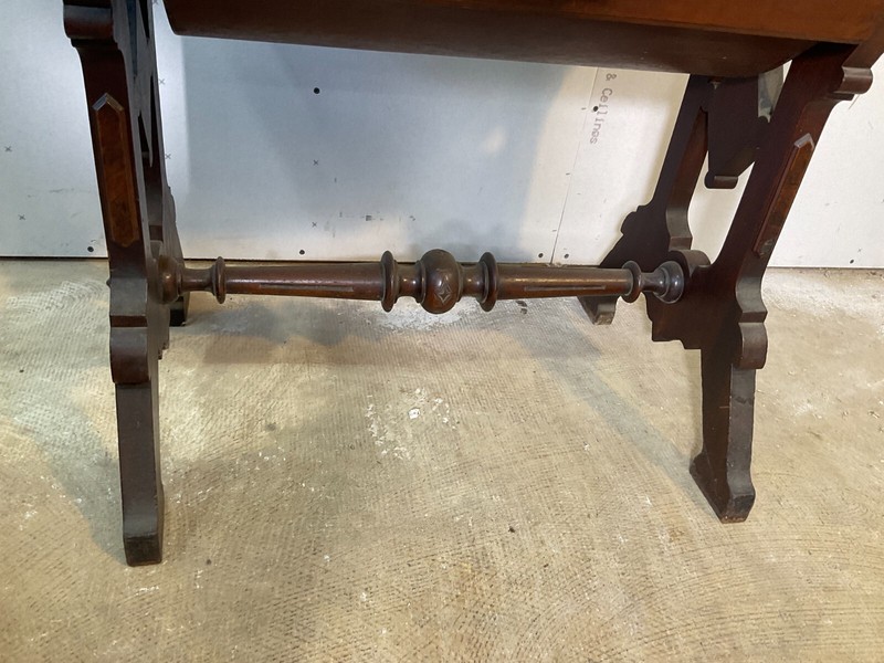 Antique Victorian Burl Walnut Sewing Table Work 1870 Stand Renaissance Revival gallery