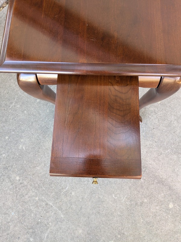 Vintage Cherry Wood Queen Anne Georgian Tea Table with Pull Out Candle Trays A gallery