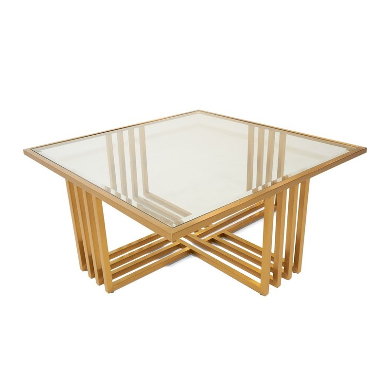Modrest Kodiak – Glam Clear Glass and Gold Glass Coffee Table