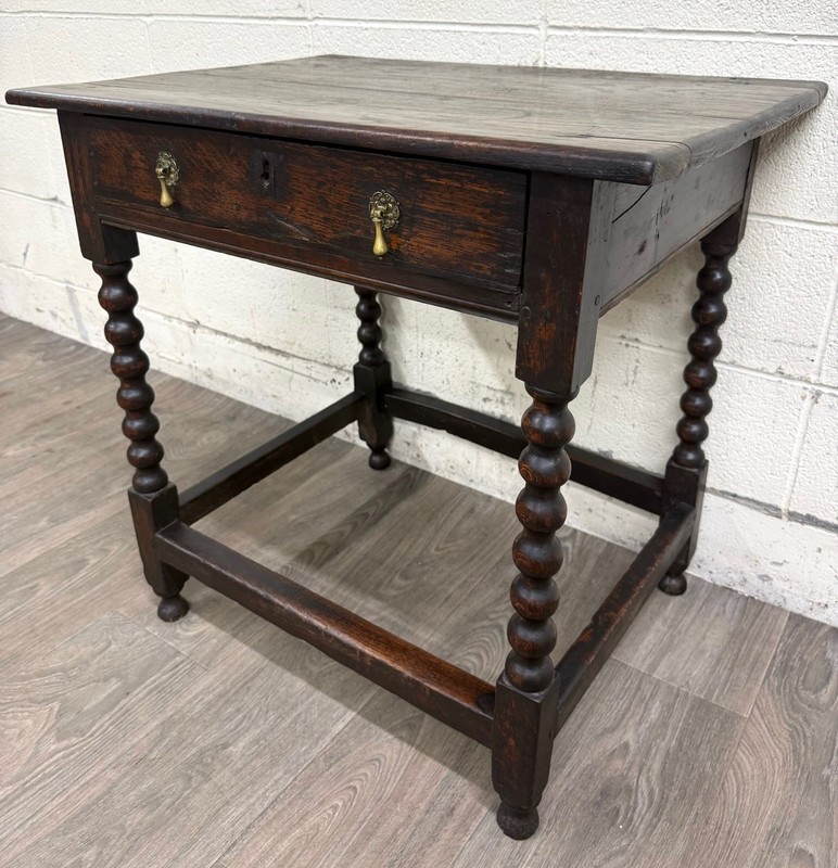 Antique English William and Mary Style Bobbin Oak Side Table Lowboy Table gallery