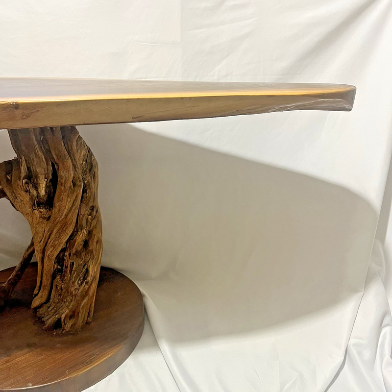 Live Edge Burl Side Table on Stump 24tallx50longx13-18wide Natural Wood Vintage gallery