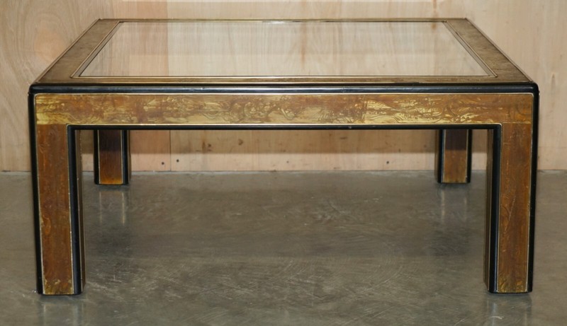 Mid Century Modern Bernhard Rohne Mastercraft Acid Etched Coffee Cocktail Table gallery