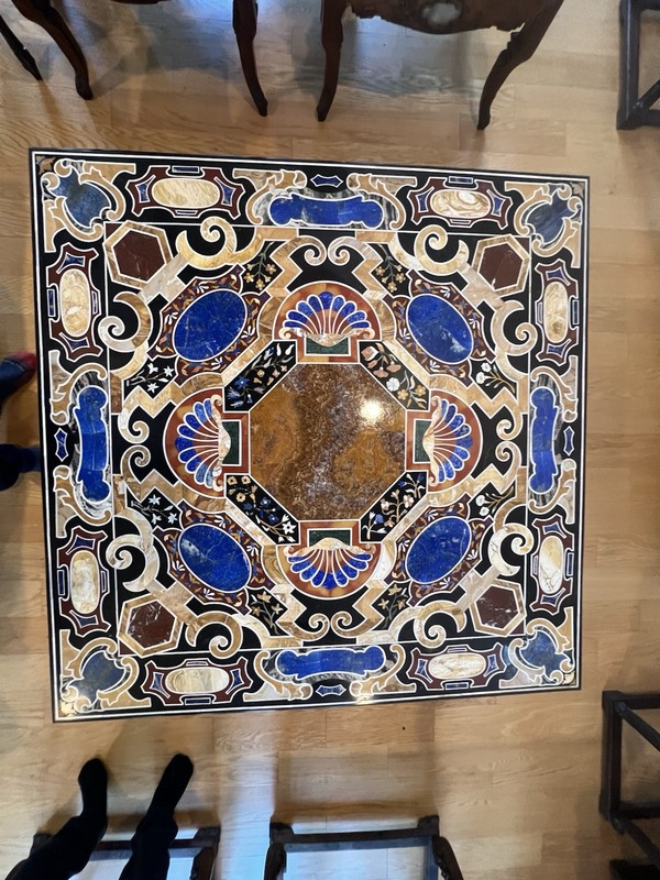 Italian Marble Pietra Dura Center Table – Intricately Inlaid Stone Top gallery