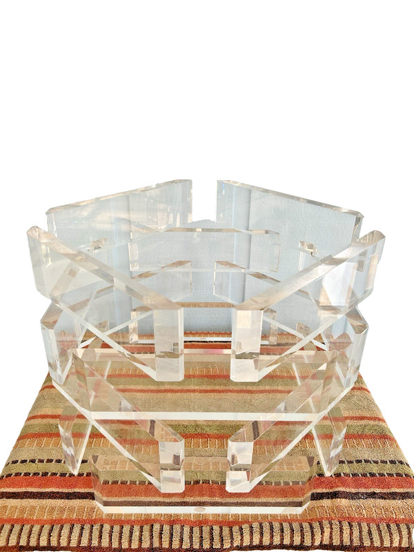 Stunning Stacked Lucite Blocks Coffee Table base-Free Glass Top As Gift gallery