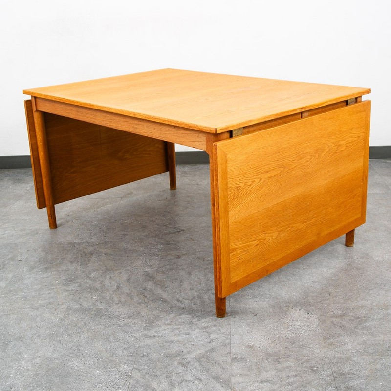 Mid Century Danish Modern Dining Table Kurt Ostervig Oak Drop Leaf Slagelse 94″
