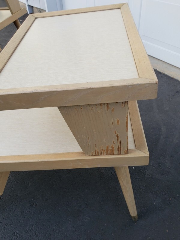 Mid Century Modern Atomic Step End Table Night Stand Blonde gallery