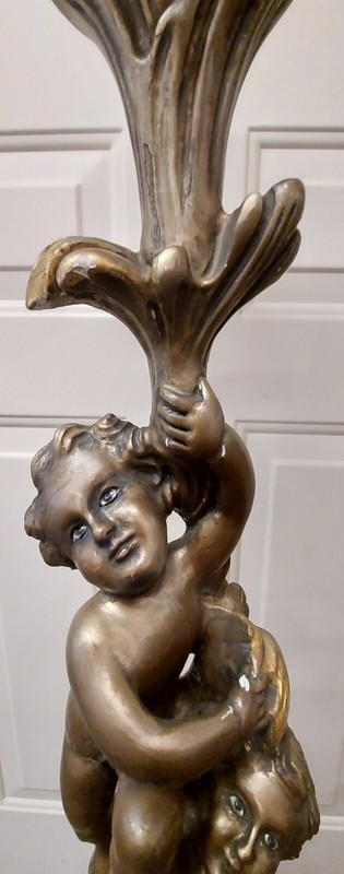 Sale Half Of Price ANTIQUE ITALIAN GOLD GILT PUTTI PEDESTAL TABLE STAND gallery