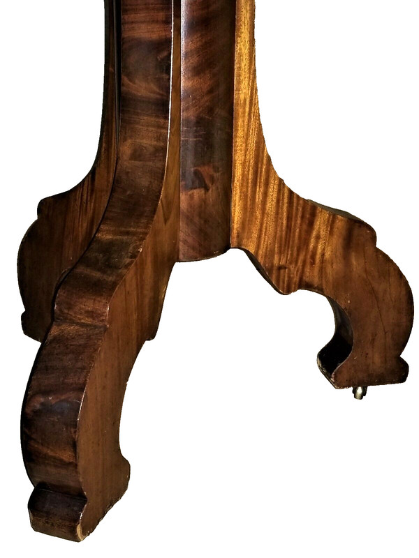 Foyer, Center TABLE, c1840 Empire Restauration, Mahogany, White Marble, 30" dia gallery