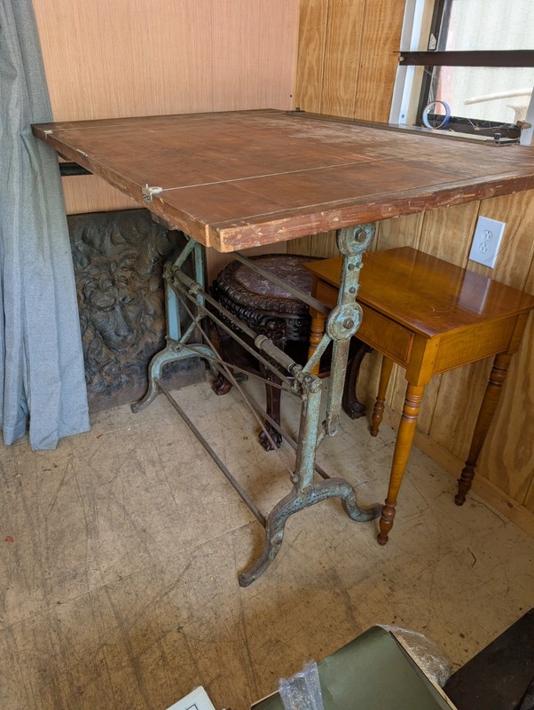 Antique Industrial Cast Iron Drafting Table Lambertville NJ Dated 1894