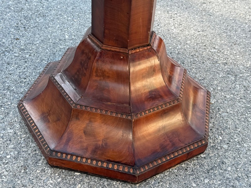 Large antique classical empire center table marble top flame mahogany parlor gallery
