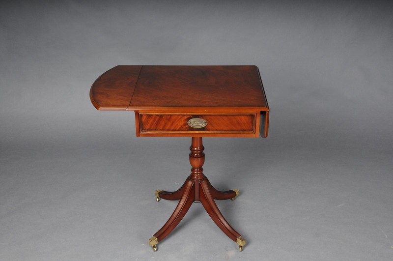 20th Century English Side Table, Mahogany Wood, Casters, Antique gallery