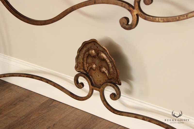 Rococo Style Custom Wrought Iron Marble Top Console Table gallery