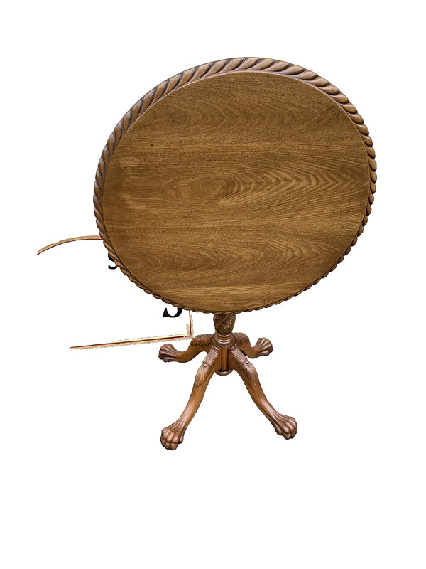 65053 Solid Mahogany Custom Hand Carved Tilt Top Lamp Table Stand gallery