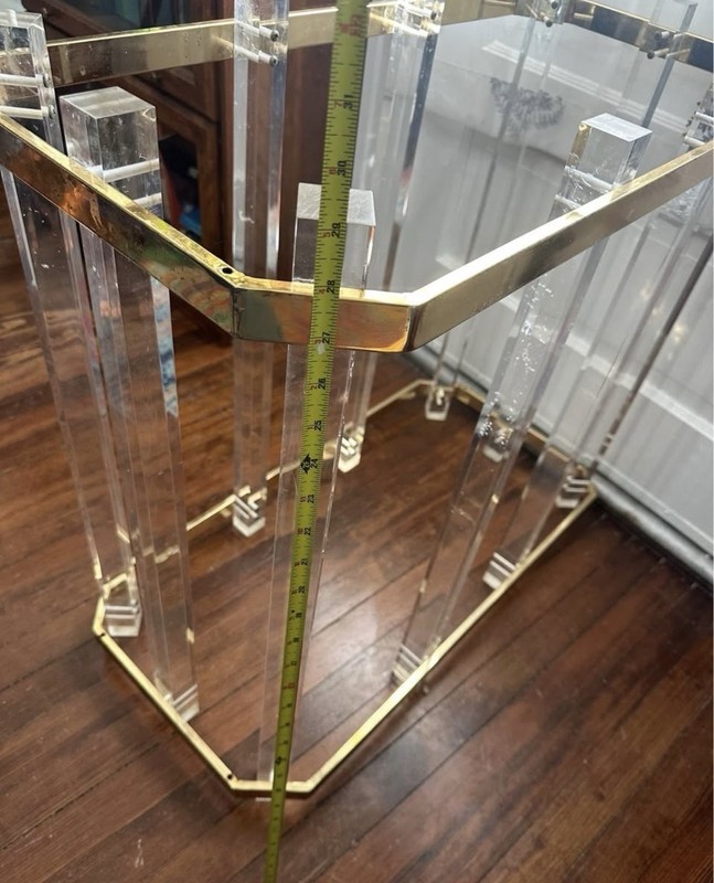 Mid Century Charles Hollis Jones Style Lucite and Brass Plated dining table gallery