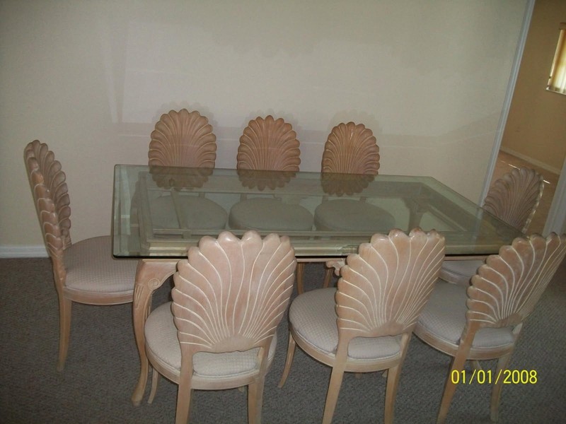 Hollywood Regency Vintage Shell Back Dining Table , 8 Chairs And Table gallery