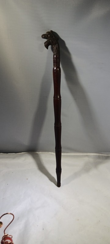 Mahogany Brass Chinese Antique Small Cane