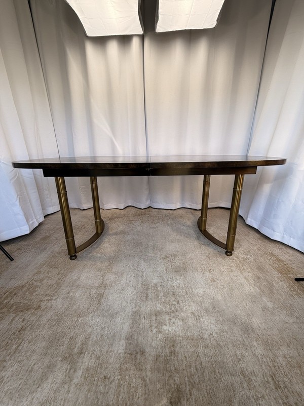 Mastercraft Burl Wood Walnut Dining Table With 2 X 20 Inch Leafs. No Reserve. gallery